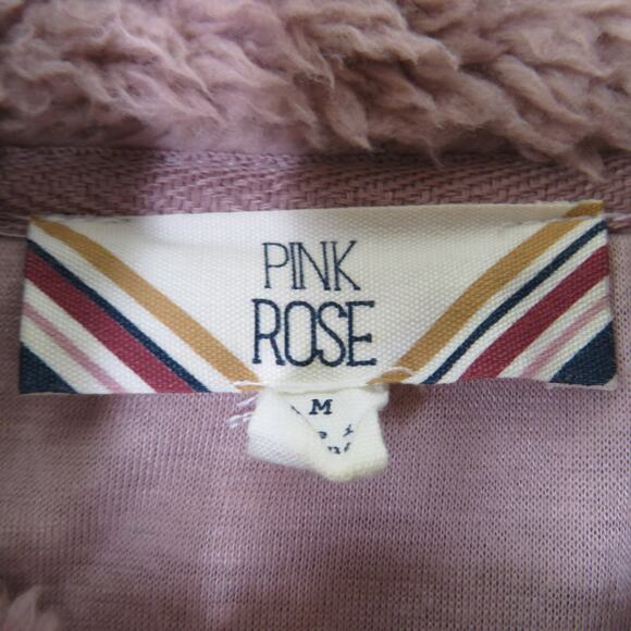 Pink Rose Mauve Purple Sherpa Teddy Quarter Zip Pullover Medium - Picture 2 of 4